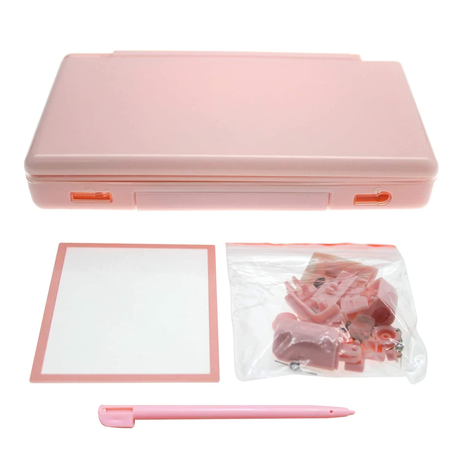 OSTENT Replacement Housing Shell Case Kit for Nintendo DS Lite NDSL | Full Repair Parts | Color Pink