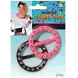 Awesome 80's Party Round T-Shirt Clip Fashion Accessories, Plastic, Pack of 2
