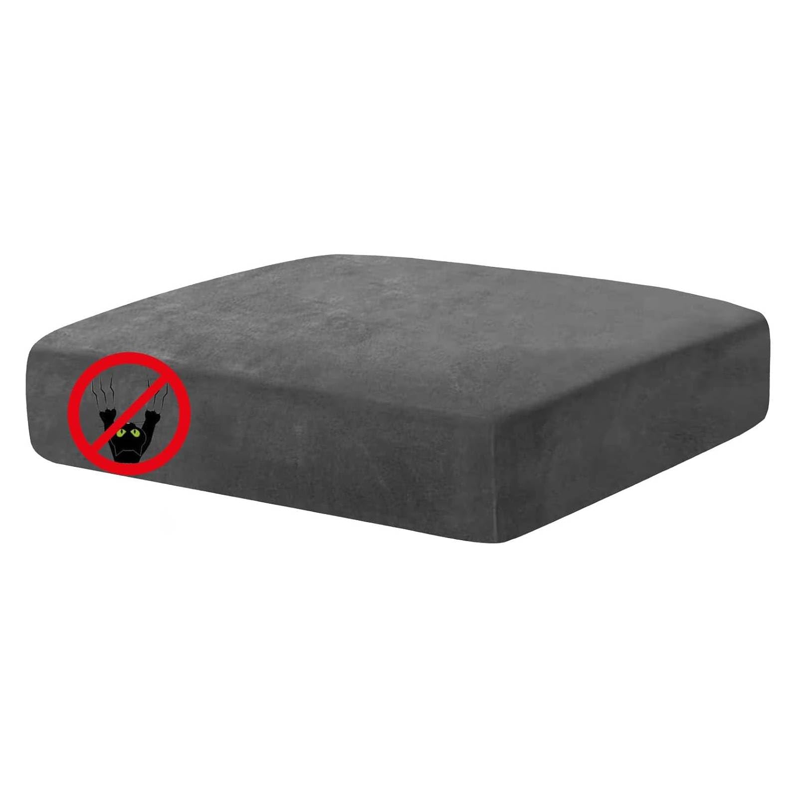 CHELZEN Velvet Sofa Seat Cushion Cover, Stretch Sofa Cushion Slipcovers, Couch Cushion Covers, Replacement for Individual Cushion Furniture Protector (1 Seater, Gray)