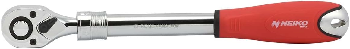 NEIKO 03068A 1/2-Inch Drive Extendable Ratchet Handle | 72 Tooth Reversible Ratcheting Feature w/Soft Grip Handle | 12 to 17-1/2” Lengths - Socket Wrenches - 