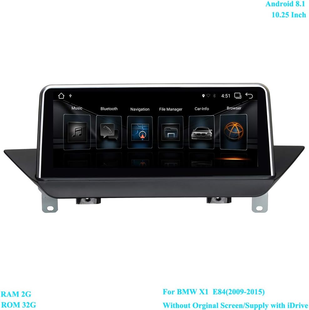 XISEDO 10.25 Inch Car Radio Android 8.1 Car Stereo Autoradio 6-Core RAM 2G ROM 32G Head Unit Sat Nav Car GPS Navigation for BMW X1 E84(2009-2015) Without Orginal Screen/Supply with iDrive