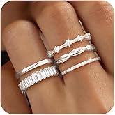 FROLOVER Stackable Silver/Gold Rings for Women Non Tarnish Trendy Dainty 14K Gold Plated Stacking Cubic Zirconia Thumb Ring Set Minimalist Promise Wedding Bands Engagement Rings for Women Size 6-10