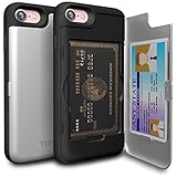 iPhone 7 Case, TORU [CX PRO][Gray] Protective Hidden Wallet Case with [Card Holder][ID Slot][Mirror] for Apple iPhone 7 - Silver