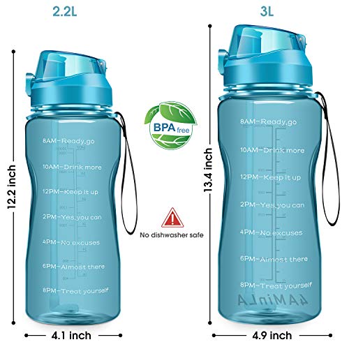 image for 4AMinLA Motivational Water Bottle 2.2L/64oz Half Gallon Jug with Straw