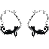 YFN Animal Earrings Sterling Silver Animal Heart Hoop Dangle Earrings Cute Jewelry Gifts for Women