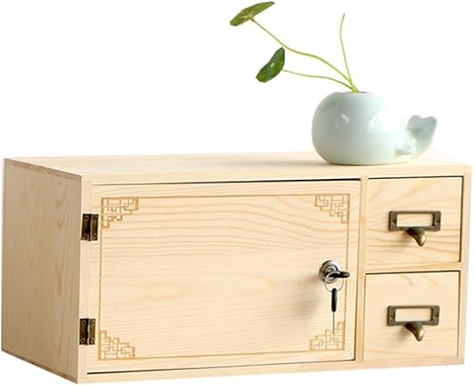 Amazon Com Shelves Solid Wood Storage Box Lock Desktop Wooden