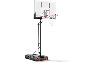 AWII SPORT Basketball Hoop Outdoor 44 Inch Shatterproof Backboard 4.8-10ft Height Adjustable Portable Basketball Hoop Goal System for Kids Youth Adults Play in Backyard/Courts/Indoor