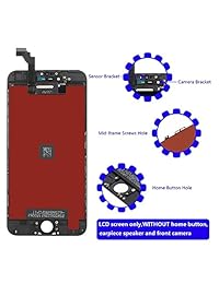 goldwangwang Digitalizador de visualización táctil Reemplazo Totalmente Marco Display Assembly Set para el iPhone 5 (Blanco) con Reparación Toolkit + Protector de visualización + instrucciones, Negro (iPhone 6 plus Black)