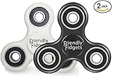 X2 Friendly Fidgets Fidget Spinner Two Pack Prime Stress Reducing EDC Tri Spinners Hand Fidget Toys for Kids and Adults with Anxiety 3 - 5 Minute Spin Times (Fidget Spinner 2 pack, Black / White)