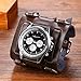 Avaner Mens Retro Steampunk Hip-hop Gothic Brown 74mm Wide Leather Cuff Bracelet Sport Watch Women Big Dial Analog Quartz Wrist Watch