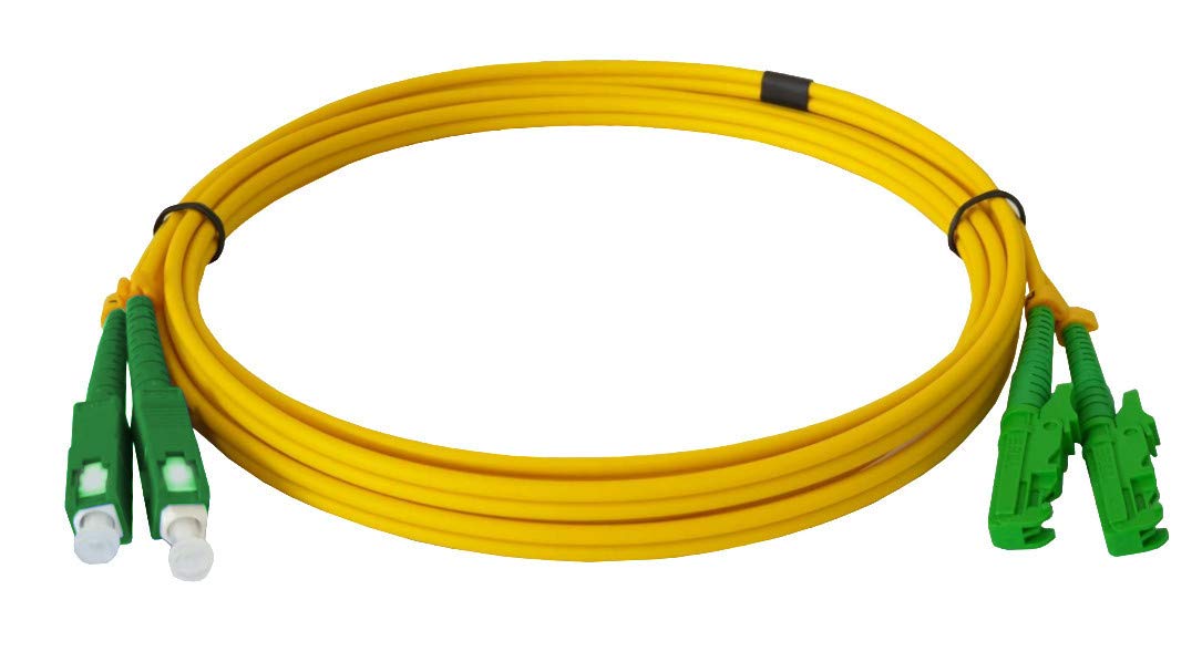Fibre Optic Cable - 3m OS2 Yellow E2000/APC to SC/APC Male Duplex 9/125 Patch Cable - Fibre Optic 3 Metres
