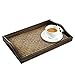 MyGift Dark Brown Rectangular Wood and Rattan Breakfast Serving Tray with Handles