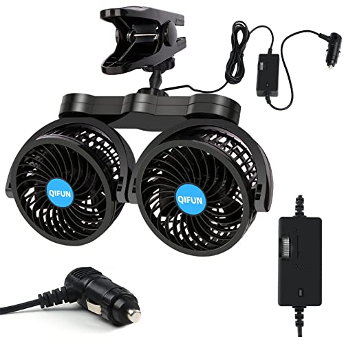 QIFUN Dual Head 12V Car Fan