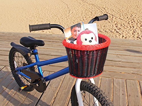 Colorbasket Junior Front Handlebar Bike Basket - Black with Red Trim