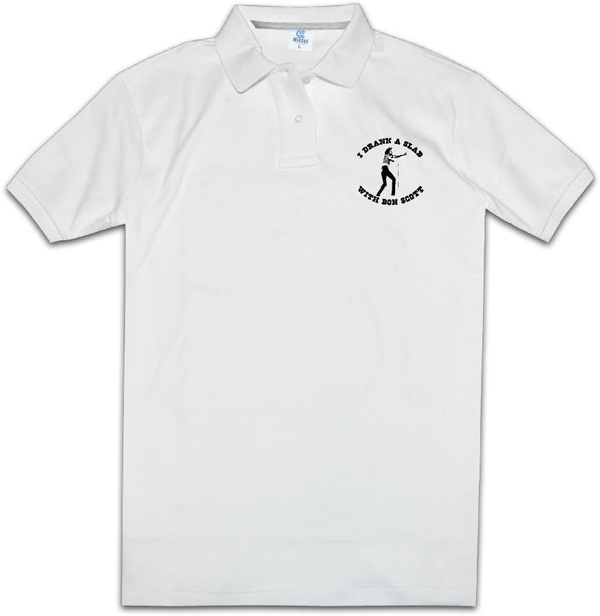 I Drank A Slab With Bon Scott Men's White Polo Shirts Novelty T Shirts