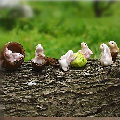 yanQxIzbiu Garden Resin Decor, Miniature Resin Rabbits Cabbage Figurine Micro Landscape Garden Decor Statue - 1#