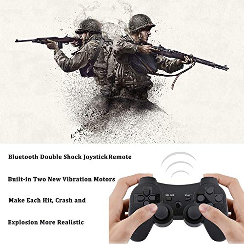 PS3 Controllers for Playstation 3 Dualshock Six-axis, Wireless Bluetooth Remote Gaming Gamepad Joystick Includes USB Cable (Black,Pack of 1)