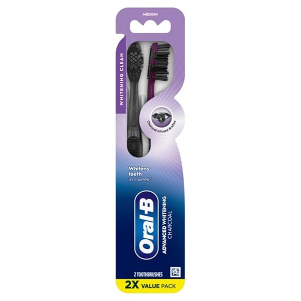 ORAL-B CHARCOAL TOOTHBRUSHES, MEDIUM 2CT