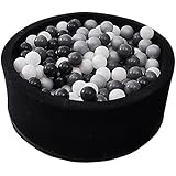Wonder Space Deluxe Kids Round Ball Pit, Premium Handmade Kiddie Balls Pool, Soft Indoor Outdoor Nursery Baby Playpen, Ideal Gift Play Toy for Children Toddler Infant Boys & Girls (Black)