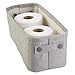 MetroDecor mDesign Cotton Fabric Bathroom Storage Bin for Magazines, Toilet Paper, Bath Towels - Small, Light Gray