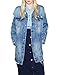 Dasior Women's Long Loose Fit Ripped Broken Denim Jacket Coat M Blue
