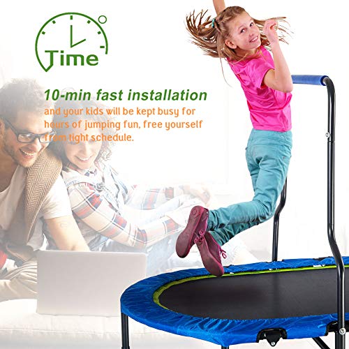 Merax Kids Trampoline with Handrail and Safety Cover, Mini Trampoline