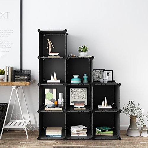 Tespo Multi Use DIY Plastic Organizer, Modular Storage, Freestanding Cabinet, 4 tier Shelving Bookcase, 9 cubes for Toy, household.