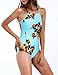 tengweng Women's High Neck Floral Printed Lace up One Piece Monokini Swimsuit Bikini M BK01