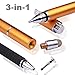 MEKO 3-in-1 Precision Series Disc Stylus Pen, 6-Inch (2 Piece) with 4 Pieces Disc, 2 Pieces Fiber Tip and 2 Pieces Refill Ink - Black/Gold
