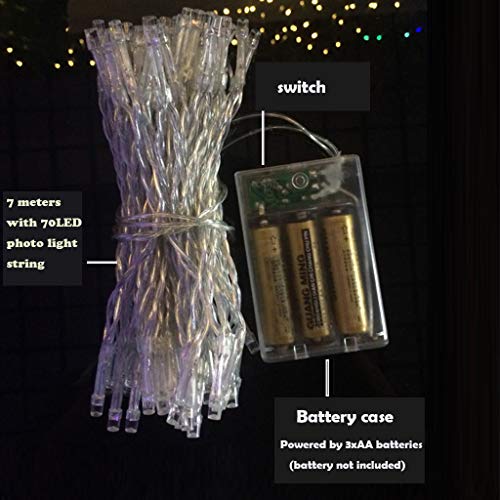 MeiGuiSha Warm White Light Photo Clip String Lights 23Ft - 70 LED Fairy String Lights with 50 Clear Clips for Hanging Pictures, Perfect Dorm Bedroom Wall Decor Wedding Decoration