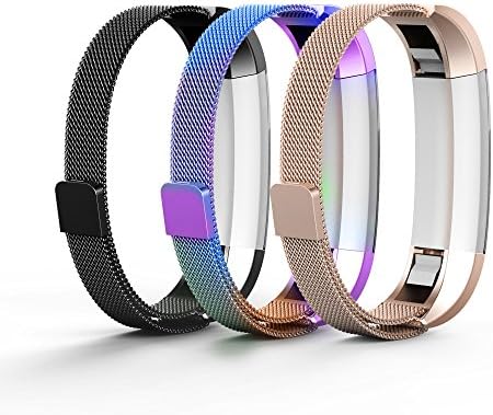 Tecson Metal Bands Compatible Fitbit Alta and Alta HR and Ace (Pack of 3), Stainless Steel Milanese Loop Replacement Strap with Magnet Lock for Fitbit Alta HR and Alta and Ace