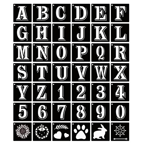 ASMPIO 8 Inch Letter Stencils Symbol Numbers Craft Stencils, 42 Pcs ...