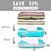 4 Pack Compression Packing Cubes, Expandable Luggage Packing Organizers with Space Saving Double Zipper, Breathable Top Mesh Organize and Compress Storage Bags for Travel（Sky Blue）