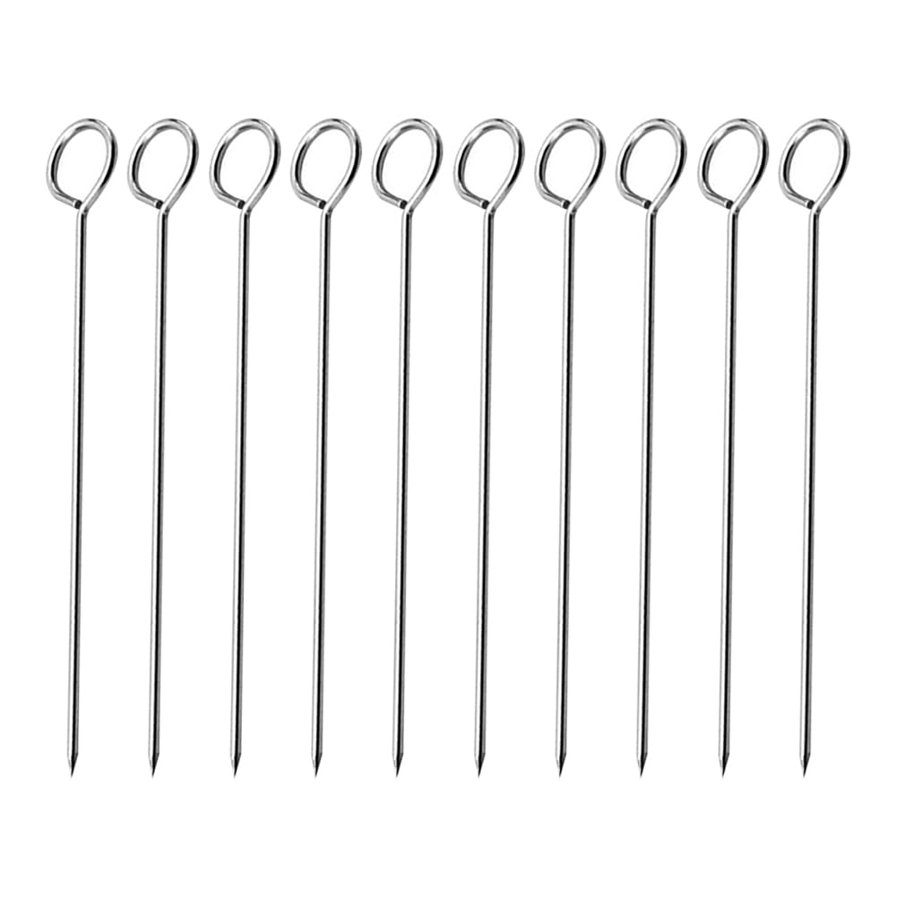 JIHUOO 40 Pcs 15cm Stainless Steel Turkey Lacers Poultry Pins Barbecue Grill Skewers Long Metal Cocktail Sticks Long BBQ Grilling Skewers Outdoor Cooking Skewers