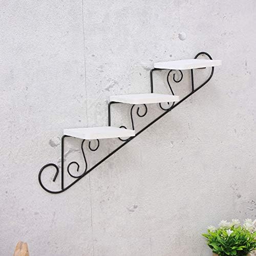 RYFS European-style Home Wall hanging Flower stand,3 tier Wall-mounted Wrought iron Flower pot rack Plant stand-A 43x9.7cm(17x4inch)