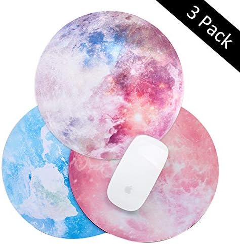 Mouse Pad for Laptop，Scettar Mousepad Office Space Decoration Mousepads for Home Office PC Laptops Computer Mouse mat Watercolor Vintage Planet Design, Non-Slip Rubber Base(Round pad)