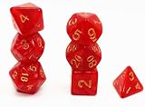 CREEBUY Red Polyhedral DND Dice Set 7 Die with Pouch for D&D MTG Acrylic view 5