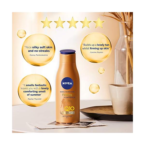 NIVEA Q10 Firming Plus Radiance Gradual Tan (400 ml), Tan Activating Firming Cream with Q10, Supports a Gradual Tan…