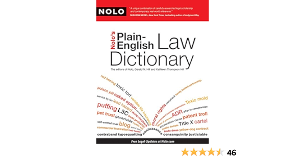 Amazon Com Nolo S Plain English Law Dictionary 9781413310375 Editors Of Nolo Books