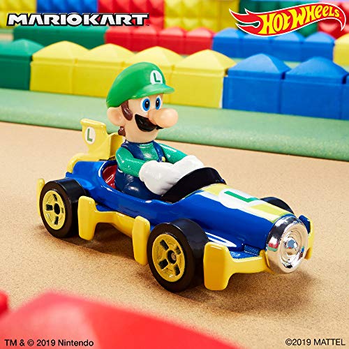 Hot Wheels GBG27 Mario Kart 164 DieCast Luigi with Mach 8 Vehicle