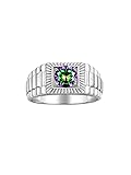 Rylos Men's Ring Sterling Silver Ring, 7MM Round