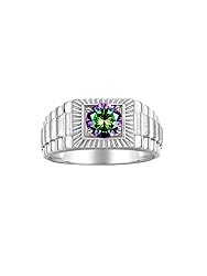 Rylos Men's Ring Sterling Silver Ring, 7MM Round
