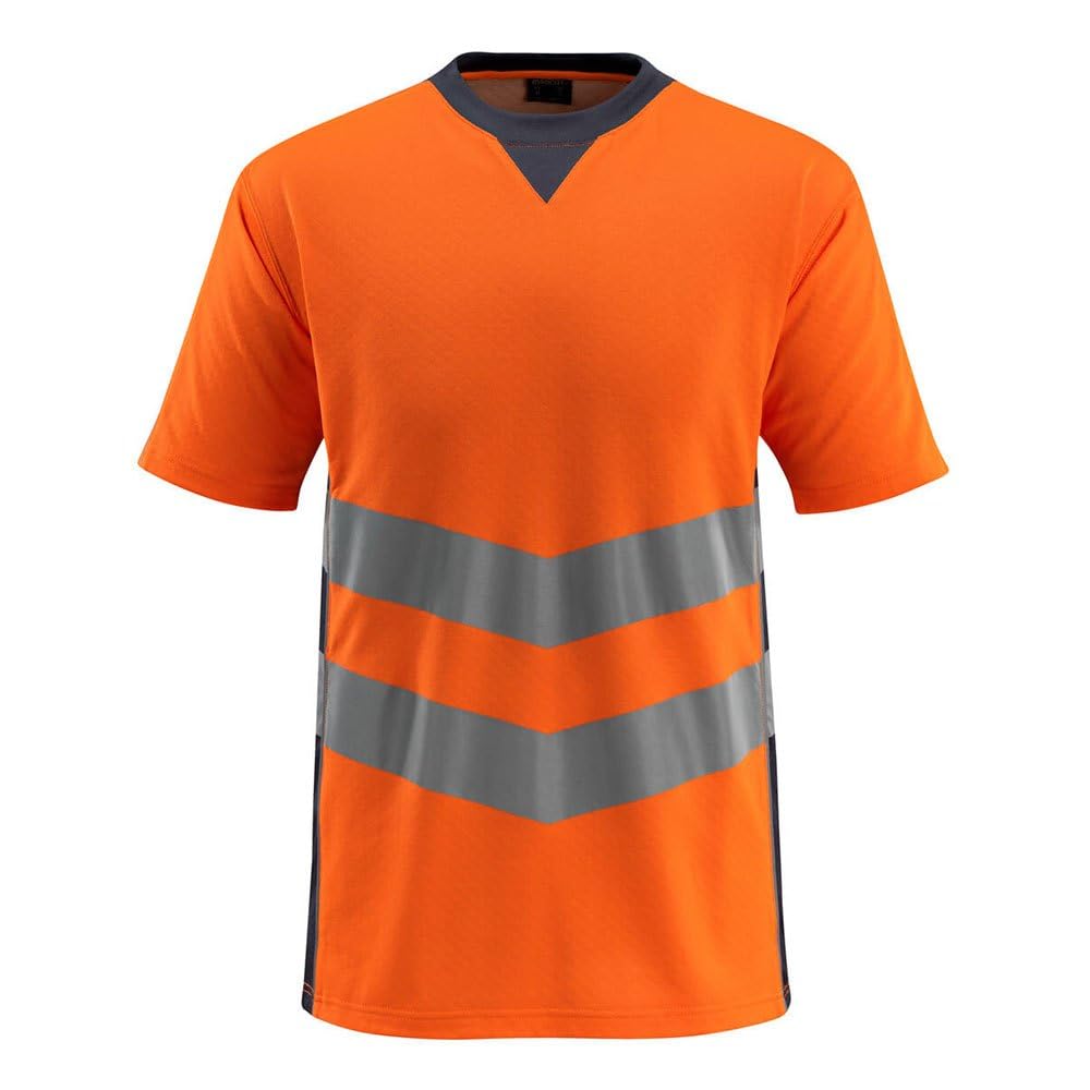 Mascot 50127-933-14010 Sandwell Safe Supreme Modern Fit Class 2 T-Shirt, Size 2XL, Hi-Vis Orange/Dark Navy