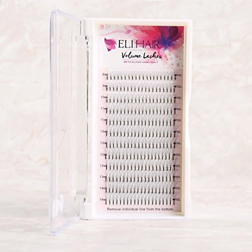 ELIHAIR 3D W Premade Volume Eyelash Extensions Mix Length 8-14mm Russian Cluster Individual Eyelashes C Curl (3D Fans, C Curl)