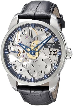 T-Complication Squelette Skeleton Dial Black Leather Men's Watch