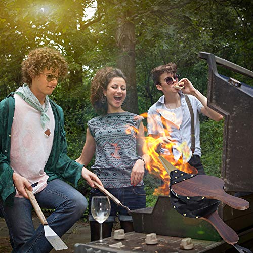 Exblue Fireplace Bellows Wood Hand Bellows Fire Blower Tool Brown Fire Bellows Fireplace BBQ Camping Small Broom Set - Thumbnail 4