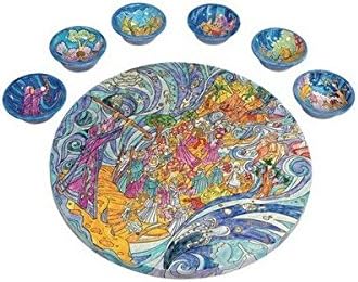 Emanuel Carved Wood Seder Plate -"Exodus from Egypt"