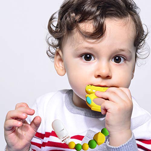 CANAY Dinosaur Teething Toys | Baby Teether Toys with Teether Pacifier Clip Holder | BPA-Free Molar Teether Toys | Best - Thumbnail 4