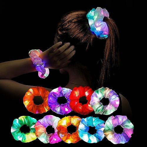 6 Scrunchies Capelli LED,Elastico multicolore Luce Fasce per Capelli Luminosi Supporto per Coda Cavallo per Donna Copricapo al Neon Compleanno Elegante alla Moda Accessori di Capelli(6 colori