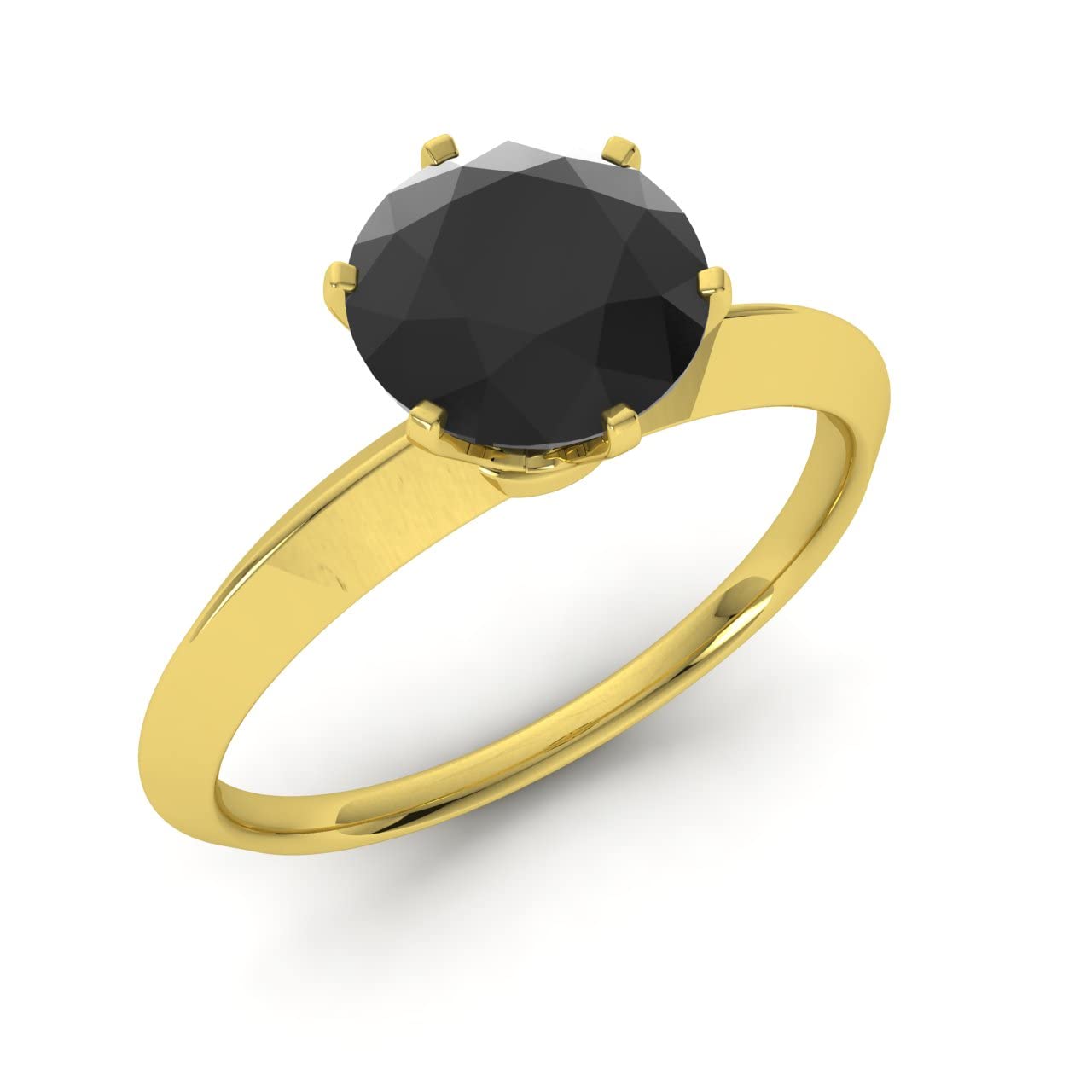 Diamondere Natural and Certified Black Onyx Solitaire Engagement Ring in 9ct Yellow Gold | 0.45 Carat Infinity Knot Ring for Women, UK Size M